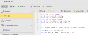Screenshot showing the process page of the Script object