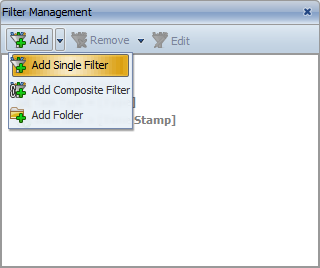 Adding a new single filter - step 1