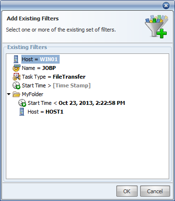 "Add Existing Filters" dialog