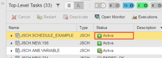 Screenshot showing the task in the Process Monitoring perspective