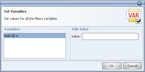 Boîte de dialogue 'Set Variables' 