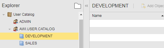 Screenshot des Benutzerkatalogs mit den beiden Ordnern