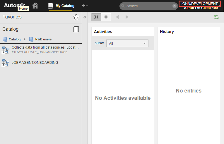 Screenshot von "Mein Katalog" für John/DEVELOPMENT