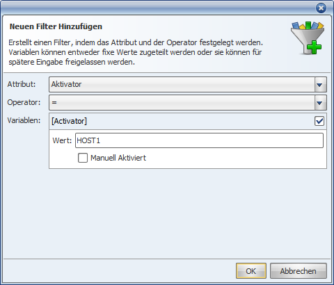 Hinzufügen eines neuen Einzelfilters – Schritt 2