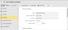 Screenshot of the Attributes page of a Schedule object