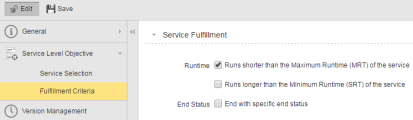 Screenshot showing the fulfilment criteria by runtime