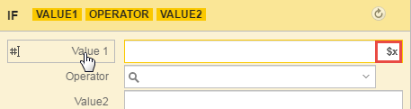 Value field and variables button