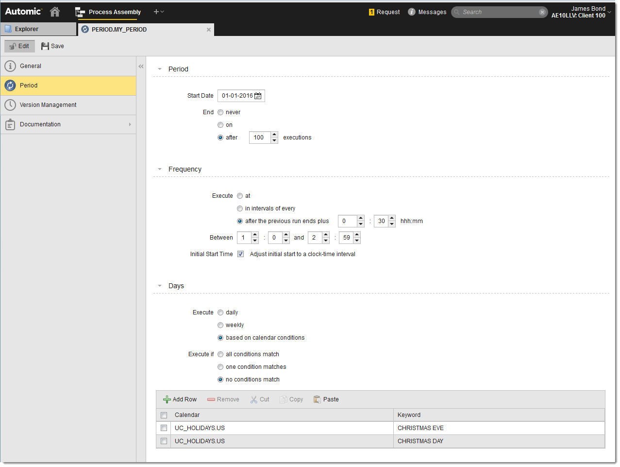Screenshot of a Period object with the parameters described in the example