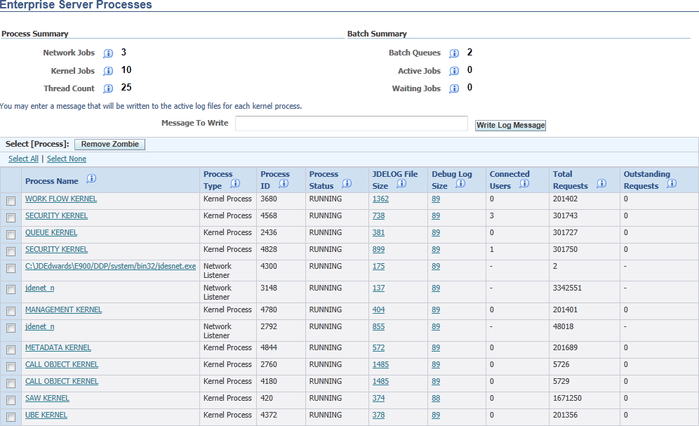 Enterprise Server Processes