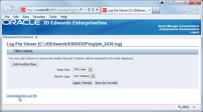 Log File Viewer in JD Edwards