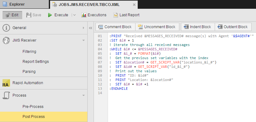 Post process code