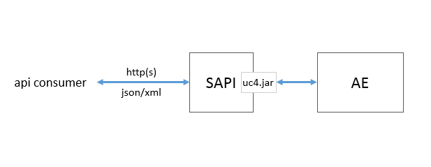 Graphic depicting SAPI interactions with AE and API consumer