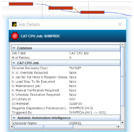 Screenshot showing Negative Dependency Predecessor Lines
