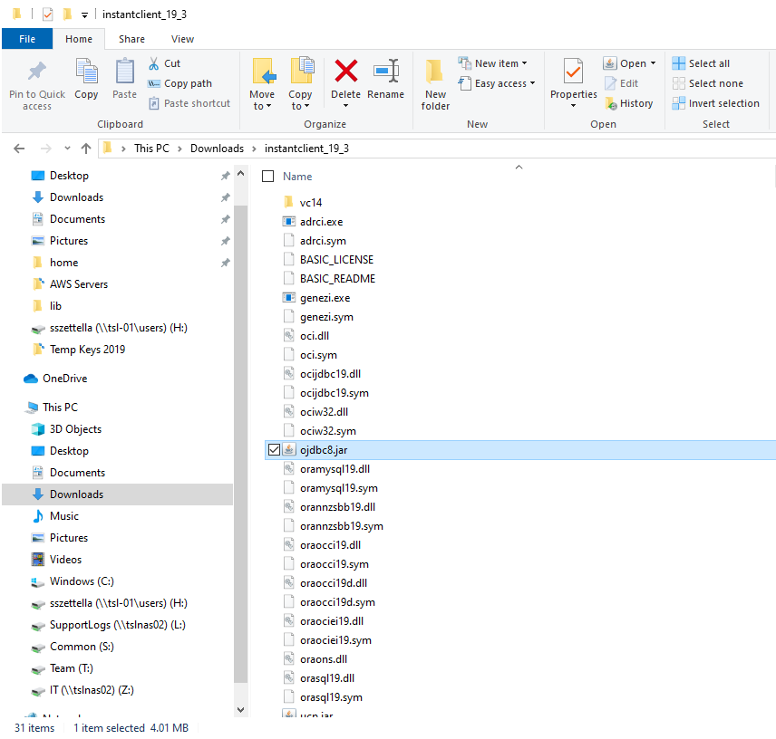 Figure ojdbc8.jar file from the installation