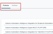 Accessing the Products and Solutions tabs