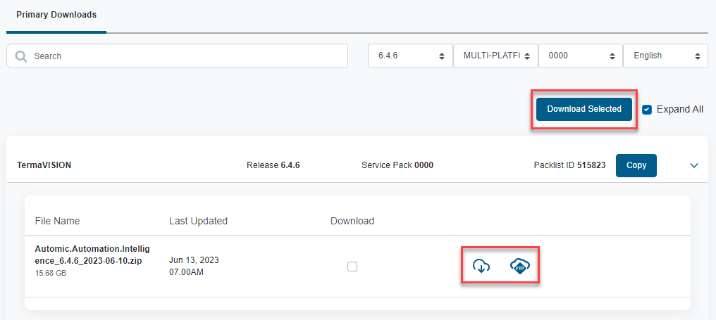 Product download options