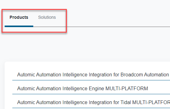 Accessing the  Products and Solutions tabs