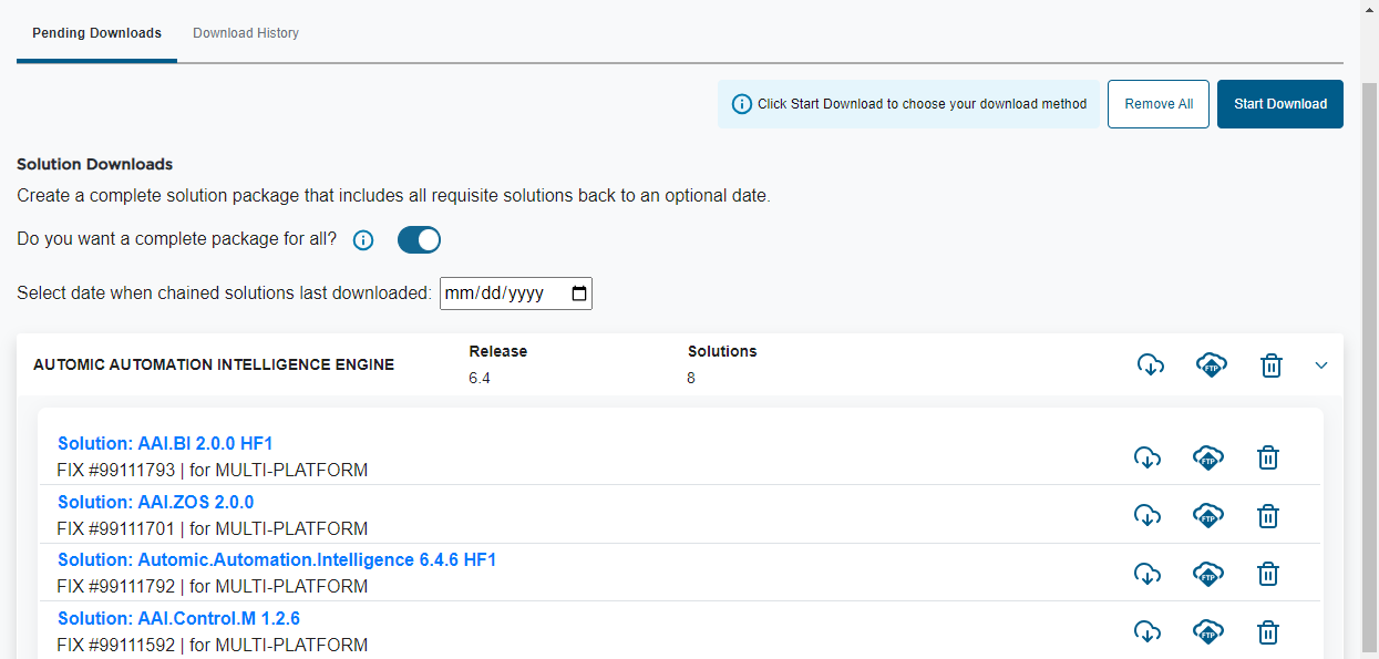 Managing the downloads in the Download Manager