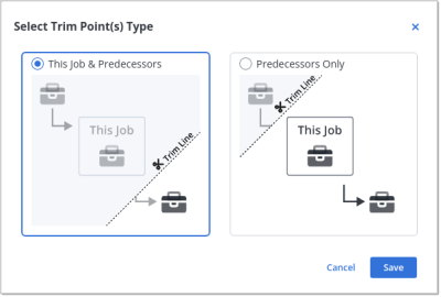 Dialog showing default selection of This Jobs & Predecessors
