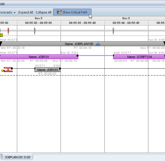 Activating the critical path display