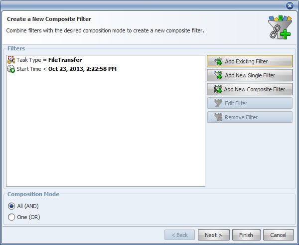 "Composite Filter'" dialog –; Step 1