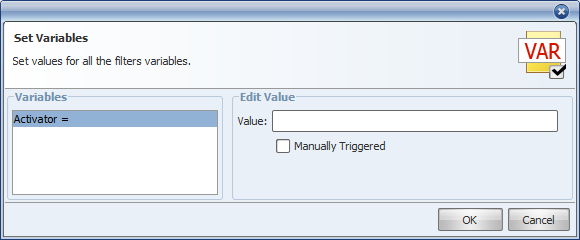 "Set Variables" dialog 