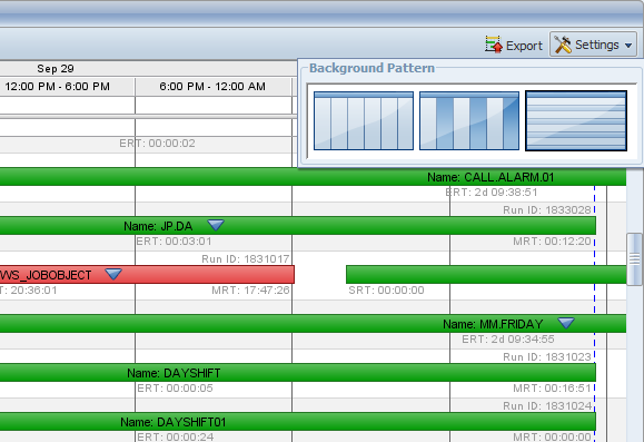 Timeline view in horizontal stripes