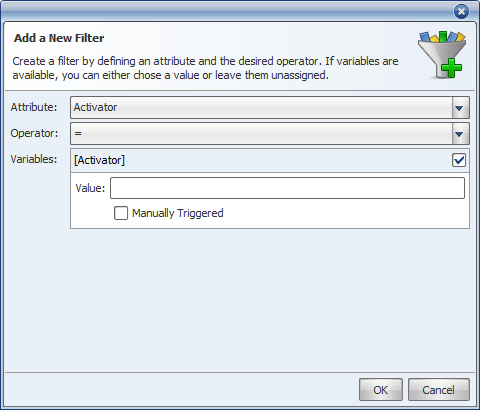 Dialog for creating a single filter