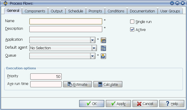 Process Flows General tab
