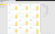 Calendar in which all weekends are highlighted based on the defined settings