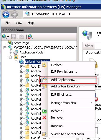 Image displaying how to add Application Release Builder to your IIS