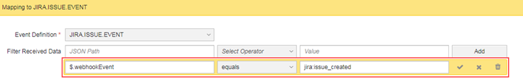 $webhookEvent is equal to jira:issue_created. 