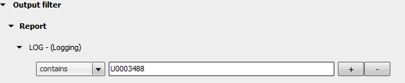 Filter object example report of LOG Object containing U0003488.