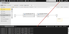 Screenshot of the Process Monitoring perspective where the message console is activated and contains messages.