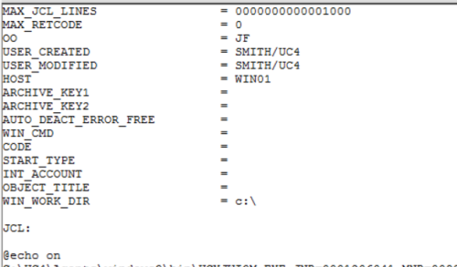 Screenshot of a JCL report