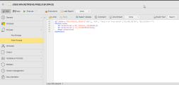 Screenshot shiowing the Post Process page of the Job, where the script is displayed.