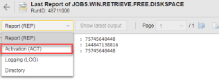 Screenshot showing the Reports window, where the drop down list is ecpanding showing the types of reports that are available for selection: Logging (LOG), Report ((REP), Activation (ACT), and Directory