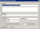 Screenshot of the Automic Web Interface Properties dialog in the Sercice Manager
