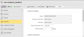 Screenshot of the Attributes page of a Schedule object