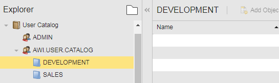 Screenshot of the User Catalog with the two folders