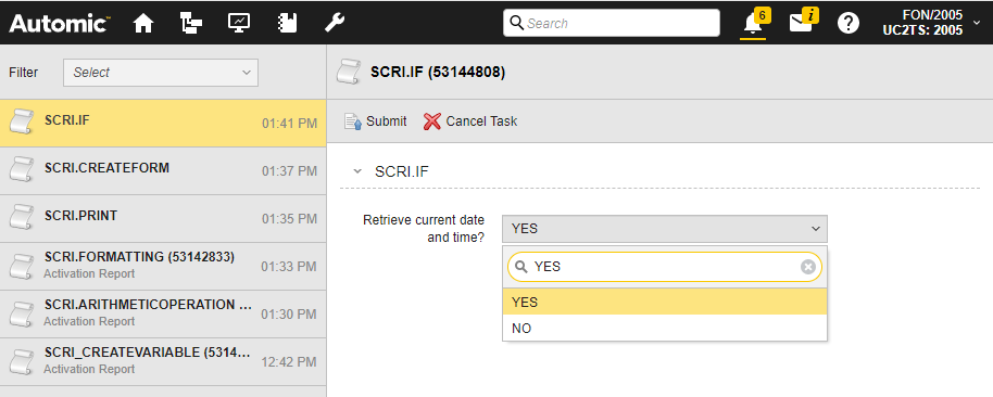 Screensbhot of the Request showing a dropdown with the YES and NO options