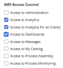 Screenshot of the Privileges page of the user definition