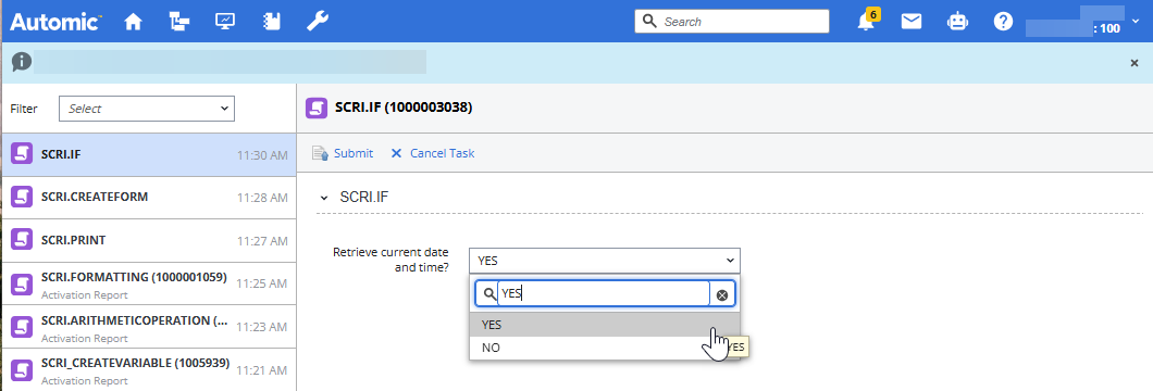 Screensbhot of the Request showing a dropdown with the YES and NO options
