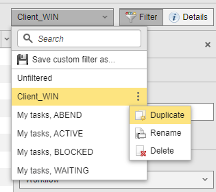 Screenshot of the context menu and submenu in the ustom Filter.