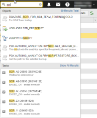 Screenshot of the global search in v21 when starting a search by entering a string.