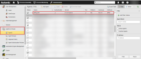 Screenshot of the Administration perspective showing the Agent list, where the newly installed Agent is highlighted.