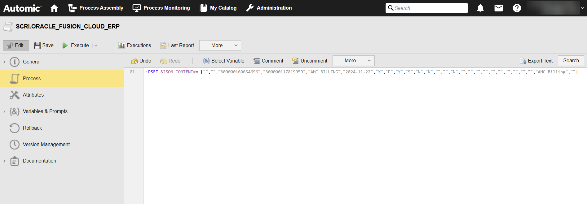 Screenshot of the Script Object definition