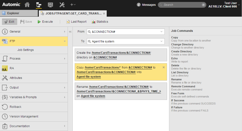 Example Using Variables for the From connection
