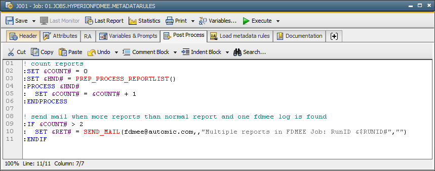 Post Process script example