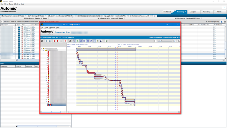 Acreenshot of the real-time gantt chart view with the monitoring tab in the background